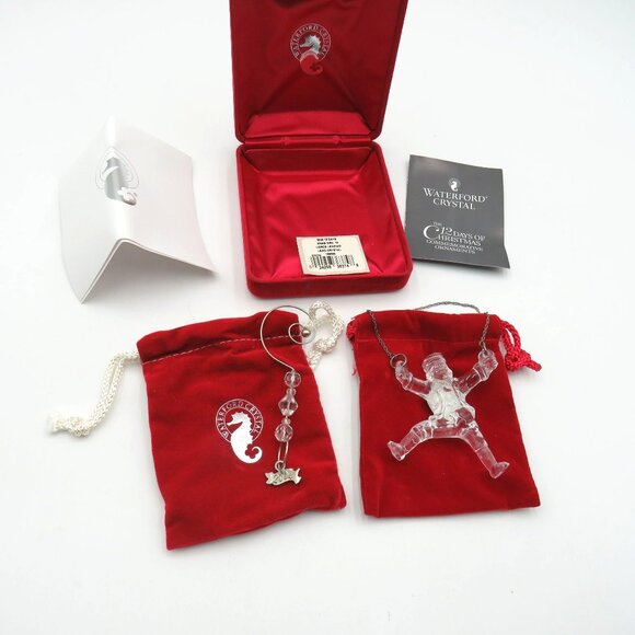 New Waterford Crystal 12 Days Of Christmas 2004 Ornament Velvet Pouches Box - Picture 1 of 14